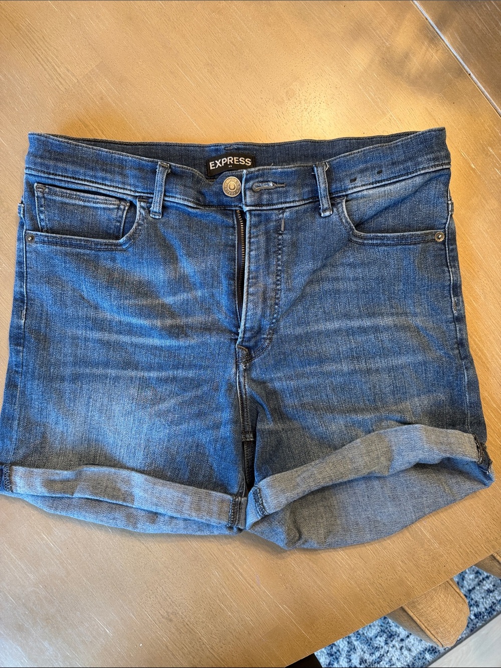 Express jean shorts mid rise